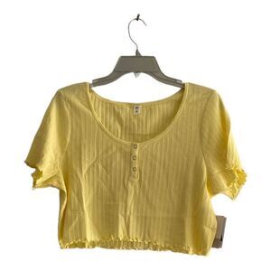 bp Henley Crop Top New with Tags Size 1X Yellow 98% Cotton